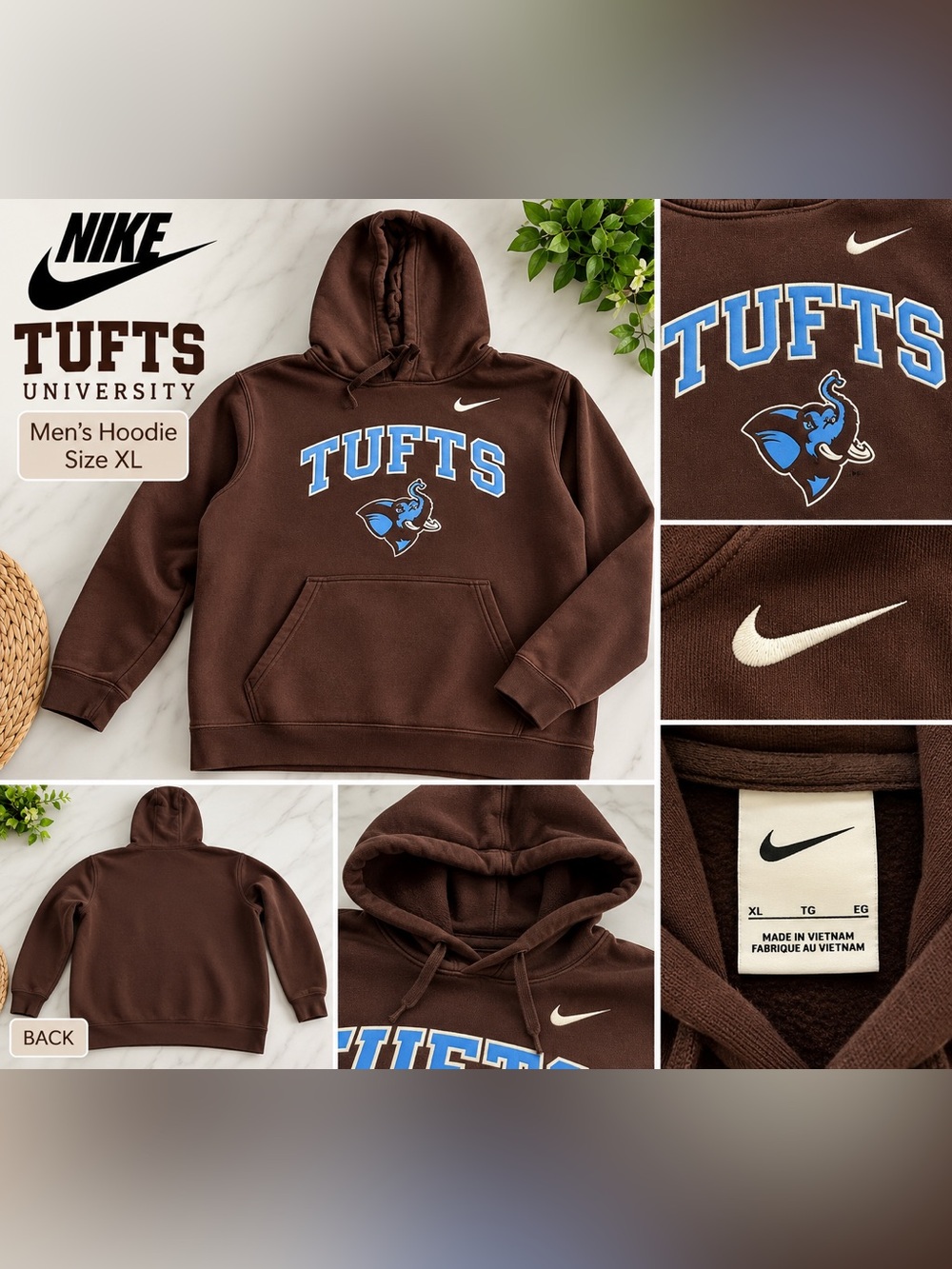 Nike Tufts University Brown Hoodie Men’s XL